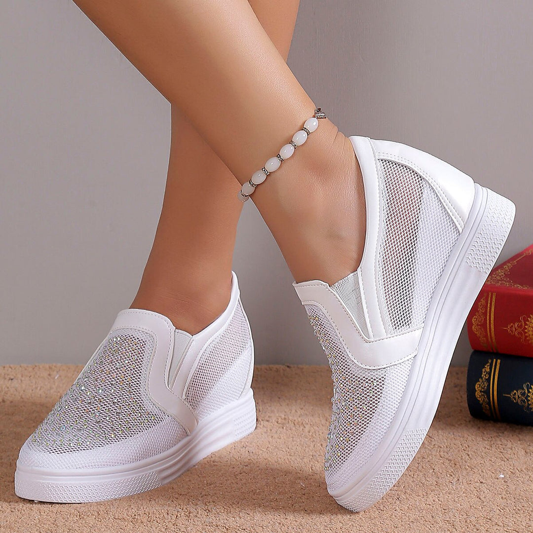 Eliana | Scarpe da ginnastica da donna con cristalli bianchi