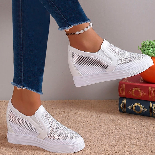 Eliana | Scarpe da ginnastica da donna con cristalli bianchi
