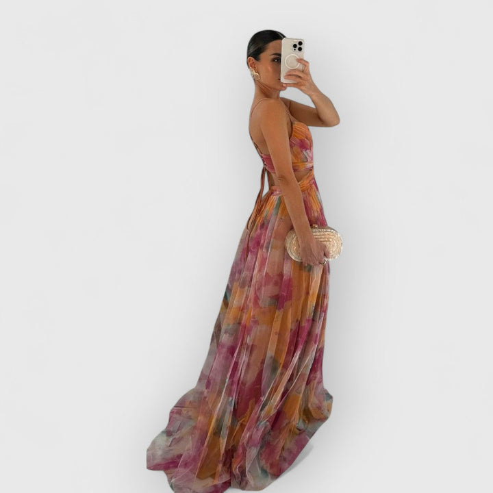 Vilma | Maxi abito con stampa floreale