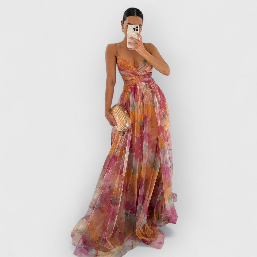 Vilma | Maxi abito con stampa floreale