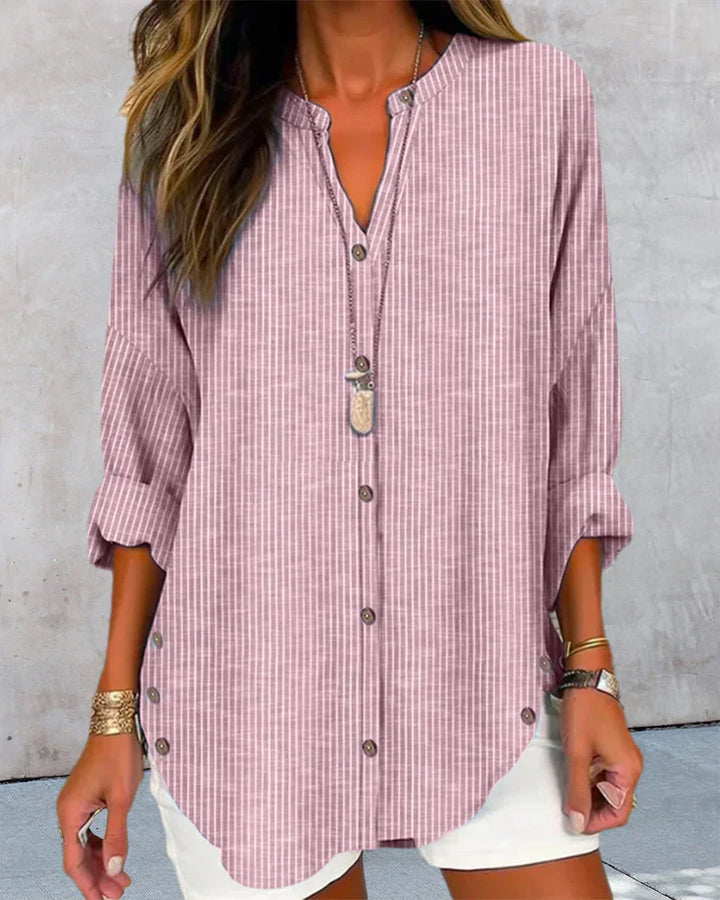 Alina | Top elegante con scollatura a V e motivo a righe senza tempo