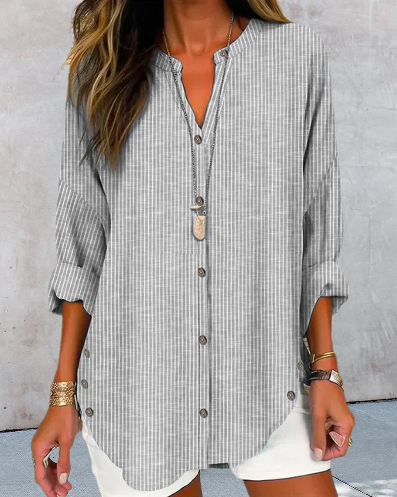 Alina | Top elegante con scollatura a V e motivo a righe senza tempo