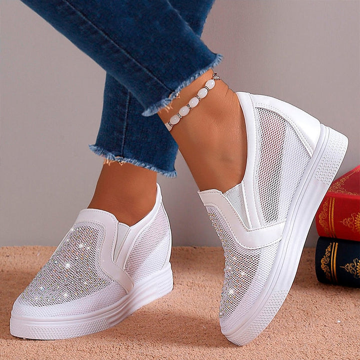 Eliana | Scarpe da ginnastica da donna con cristalli bianchi