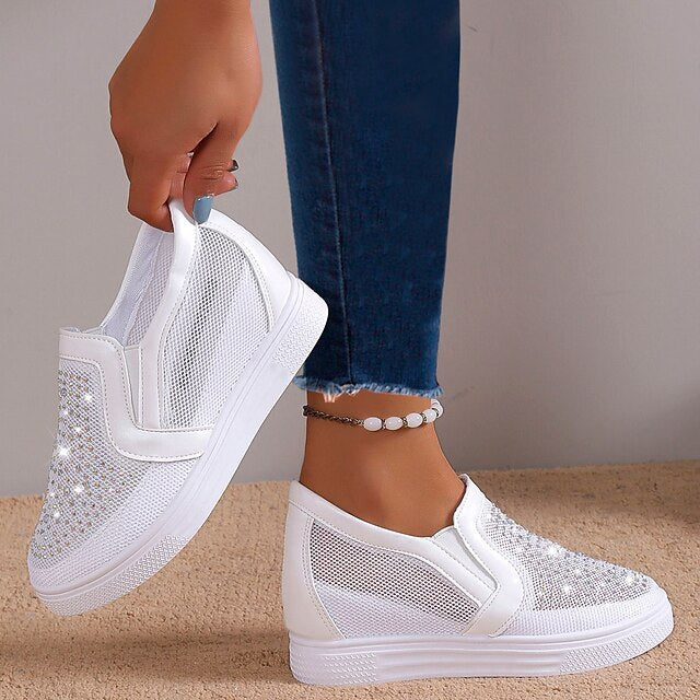 Eliana | Scarpe da ginnastica da donna con cristalli bianchi