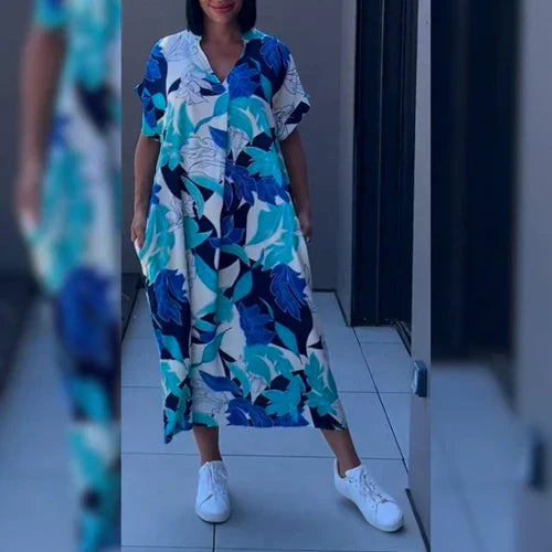 MARTA | ABITO LUNGO RILASSATO CON STAMPA ARTISTICA