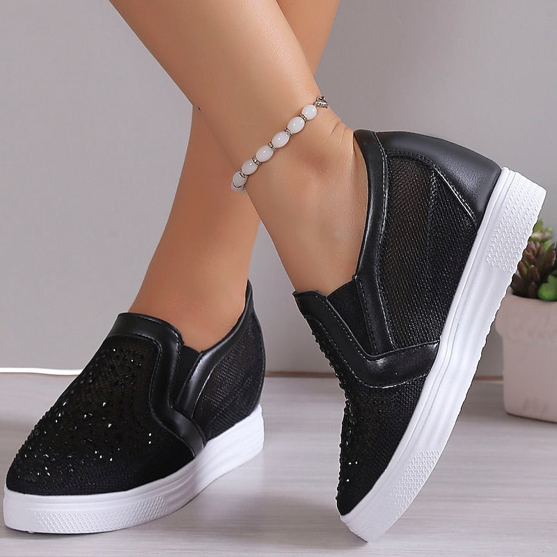 Eliana | Scarpe da ginnastica da donna con cristalli bianchi