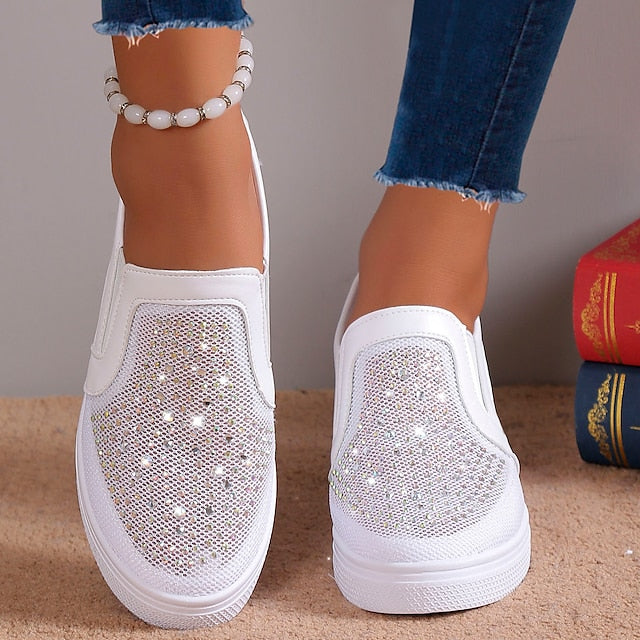 Eliana | Scarpe da ginnastica da donna con cristalli bianchi
