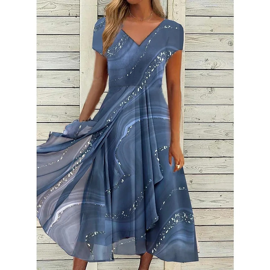 NAOMI | VESTITO MIDI CON SCOLLO A V DI QUALITA' PREMIUM