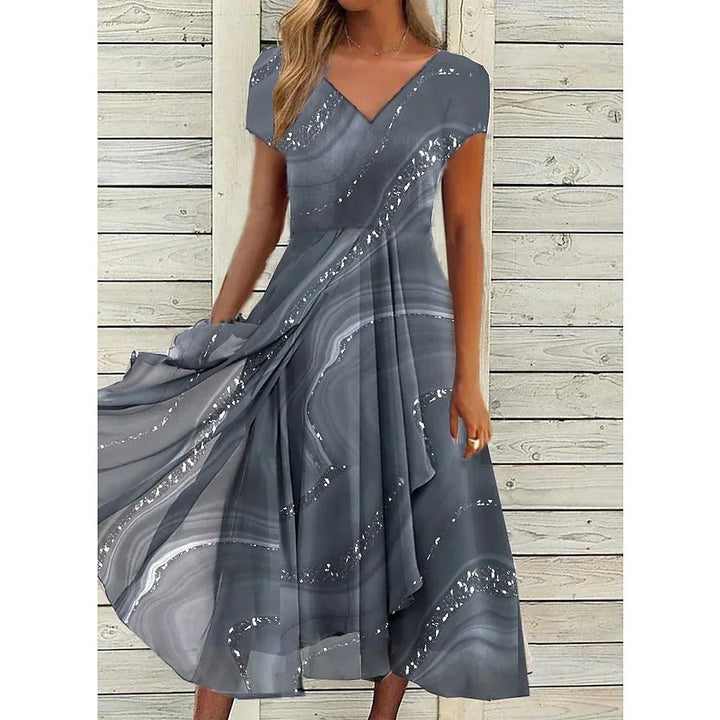 NAOMI | VESTITO MIDI CON SCOLLO A V DI QUALITA' PREMIUM