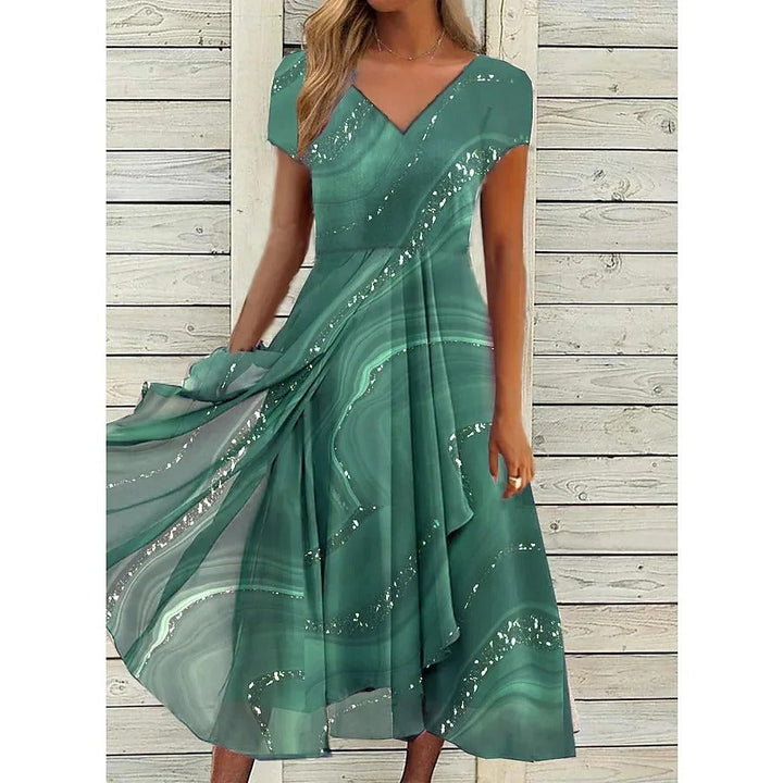 NAOMI | VESTITO MIDI CON SCOLLO A V DI QUALITA' PREMIUM