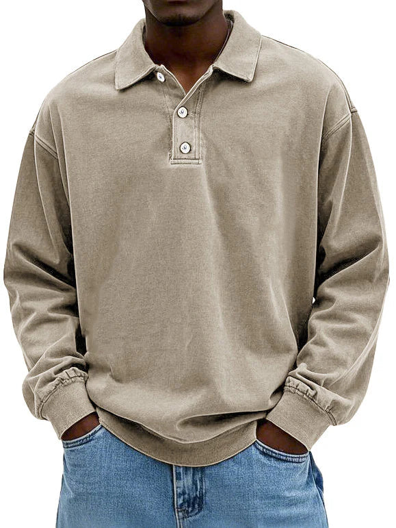 MASSIMO | MAGLIA POLO A MANICHE LUNGHE IN STILE VINTAGE