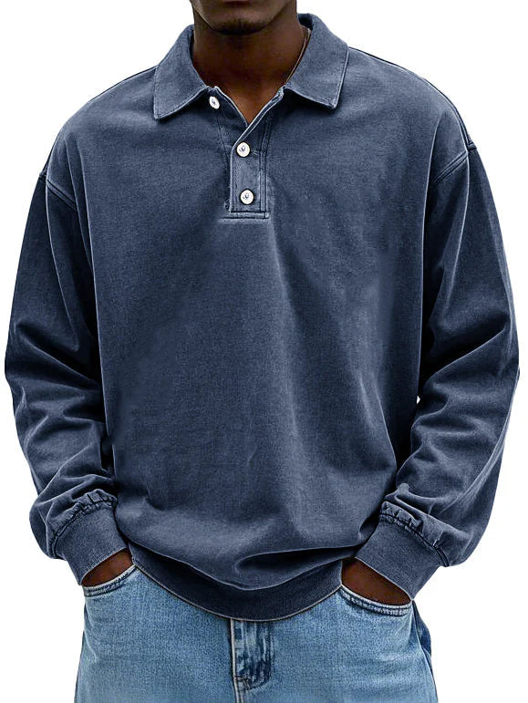 MASSIMO | MAGLIA POLO A MANICHE LUNGHE IN STILE VINTAGE